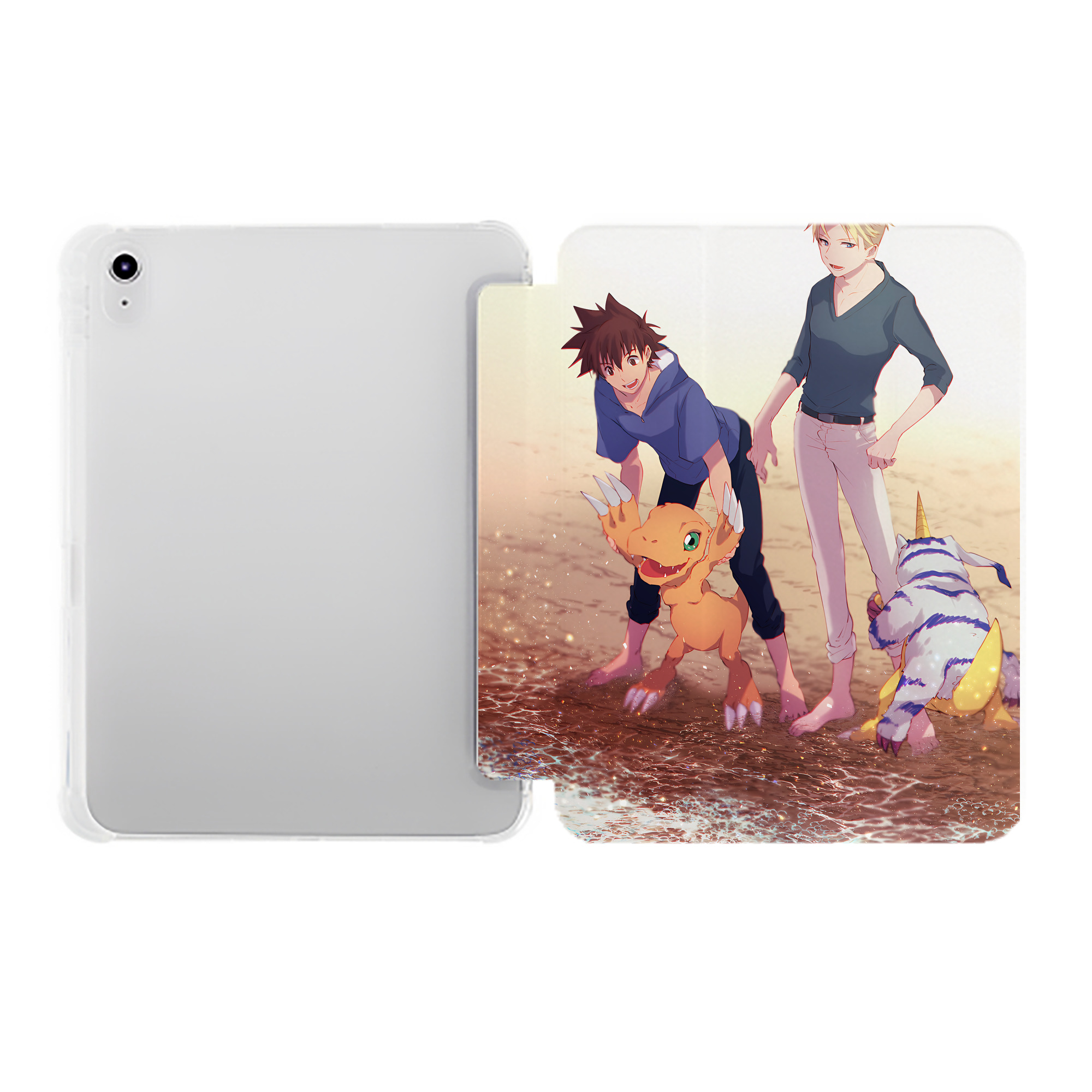 （画像用） Digimon デジタルモンスター/デジモン IPad ケース ペン収納付き 三つ折りスタンド PUレザー×シリコン 対応機種9.5/10.5/10.9インチ